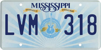 MS license plate LVM318