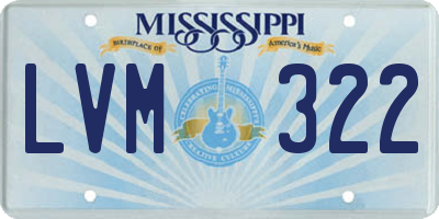 MS license plate LVM322