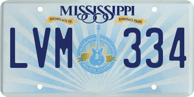 MS license plate LVM334