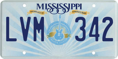 MS license plate LVM342