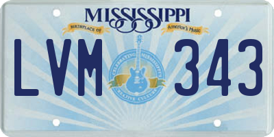 MS license plate LVM343