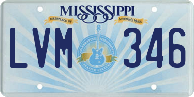 MS license plate LVM346