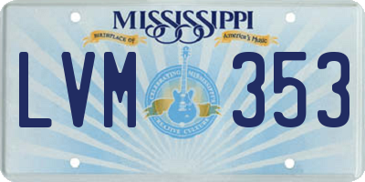MS license plate LVM353