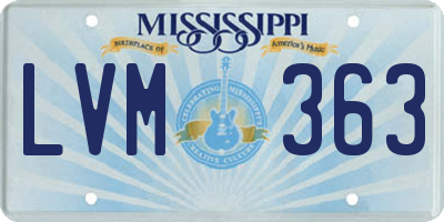 MS license plate LVM363