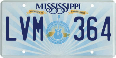 MS license plate LVM364