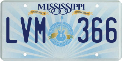 MS license plate LVM366