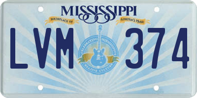 MS license plate LVM374