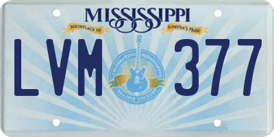 MS license plate LVM377