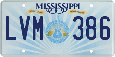 MS license plate LVM386