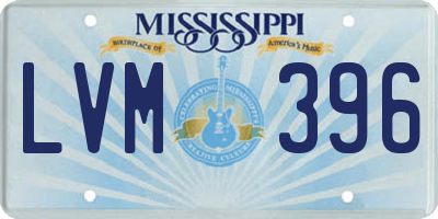 MS license plate LVM396