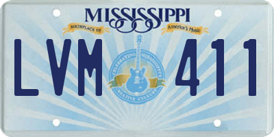 MS license plate LVM411