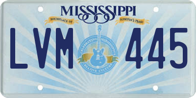 MS license plate LVM445