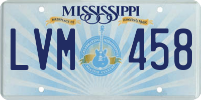 MS license plate LVM458
