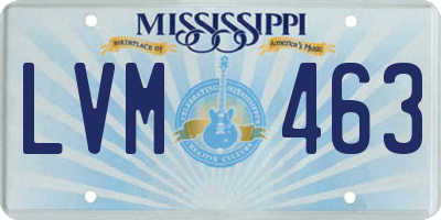 MS license plate LVM463