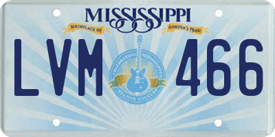 MS license plate LVM466