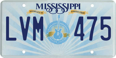 MS license plate LVM475