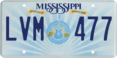 MS license plate LVM477