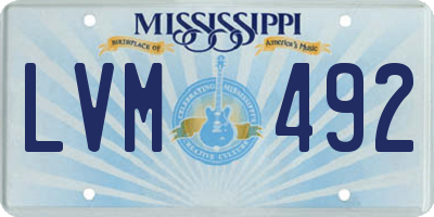 MS license plate LVM492