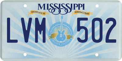 MS license plate LVM502