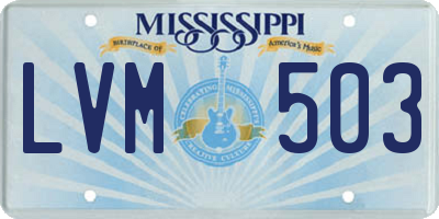 MS license plate LVM503