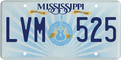 MS license plate LVM525