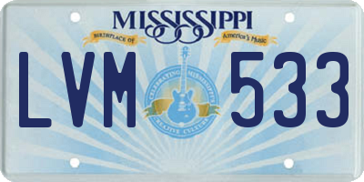 MS license plate LVM533