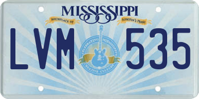 MS license plate LVM535