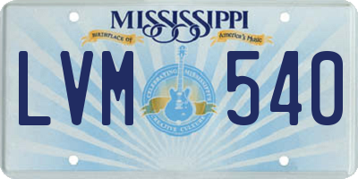 MS license plate LVM540