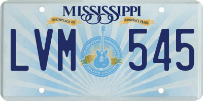 MS license plate LVM545