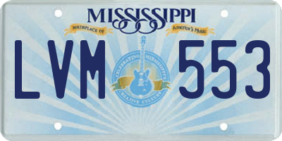 MS license plate LVM553