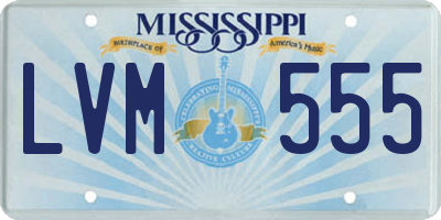MS license plate LVM555