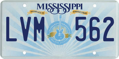 MS license plate LVM562