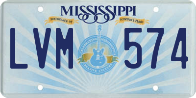 MS license plate LVM574