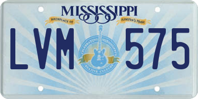MS license plate LVM575