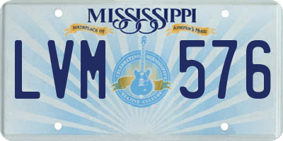 MS license plate LVM576