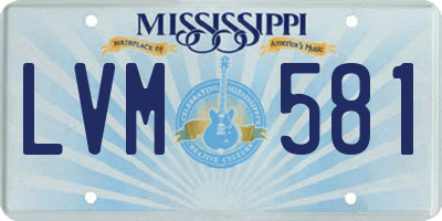 MS license plate LVM581