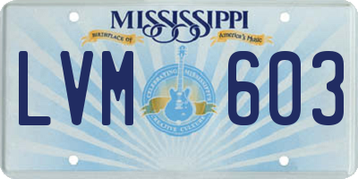 MS license plate LVM603