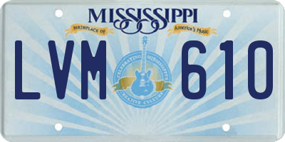 MS license plate LVM610