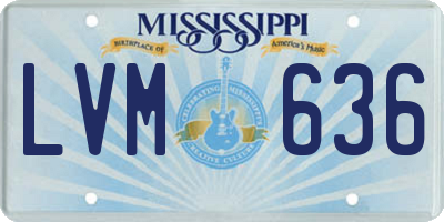 MS license plate LVM636