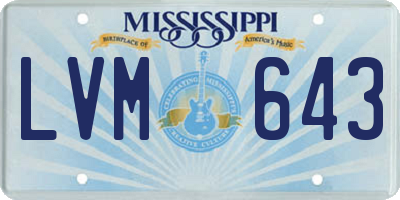 MS license plate LVM643