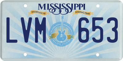 MS license plate LVM653