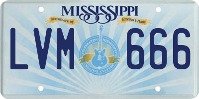 MS license plate LVM666