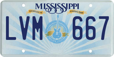 MS license plate LVM667