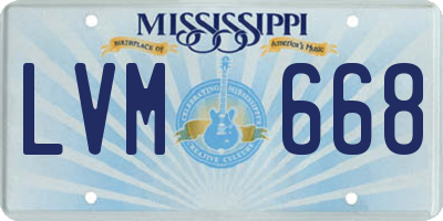 MS license plate LVM668