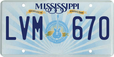 MS license plate LVM670