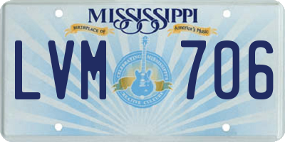 MS license plate LVM706
