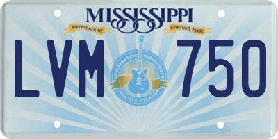 MS license plate LVM750