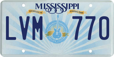 MS license plate LVM770