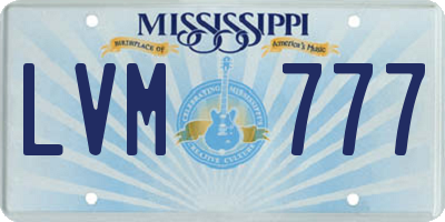 MS license plate LVM777