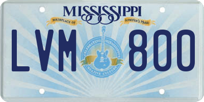 MS license plate LVM800